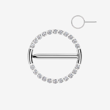 A Pair of Implant Grade Titanium Gem Rimmed Hoop Nipple Clicker-Clear Gem